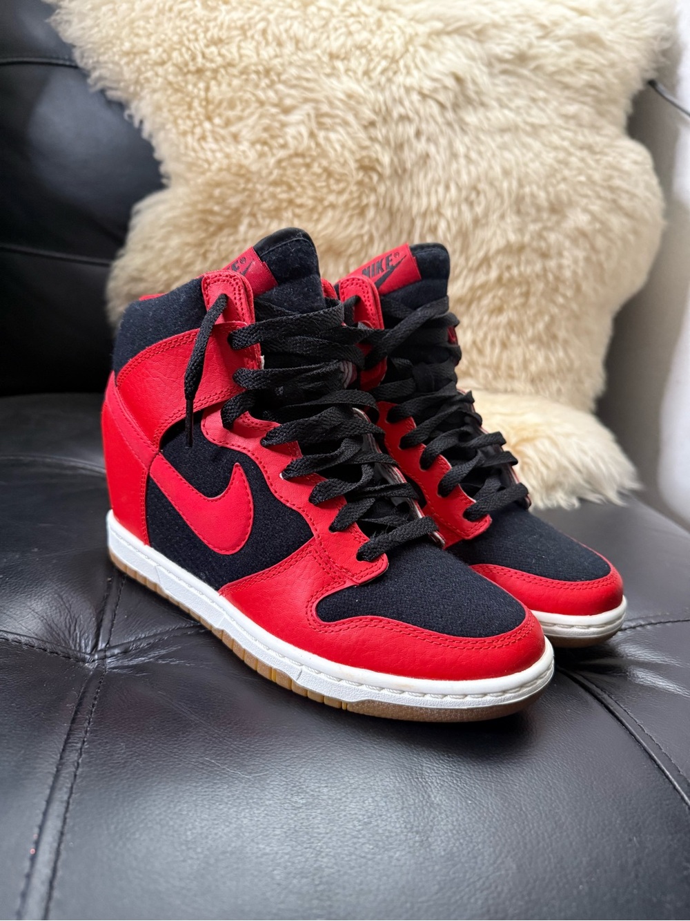RARE Bred Nike Dunk Sky Hi Wedge Sneaker Size 7 Chicago